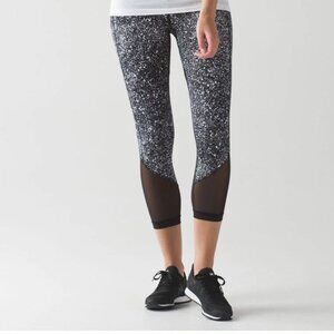 Lululemon | Pace Rival Legging Crop | Splatter Black White | Size 4